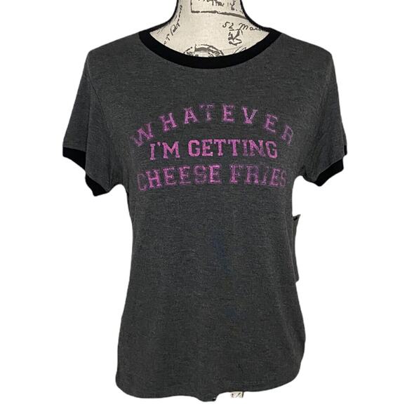 Prince Peter Collection Mean Girls Cheese Fries Gray Soft Ringer T-shirt Small - Picture 1 of 10